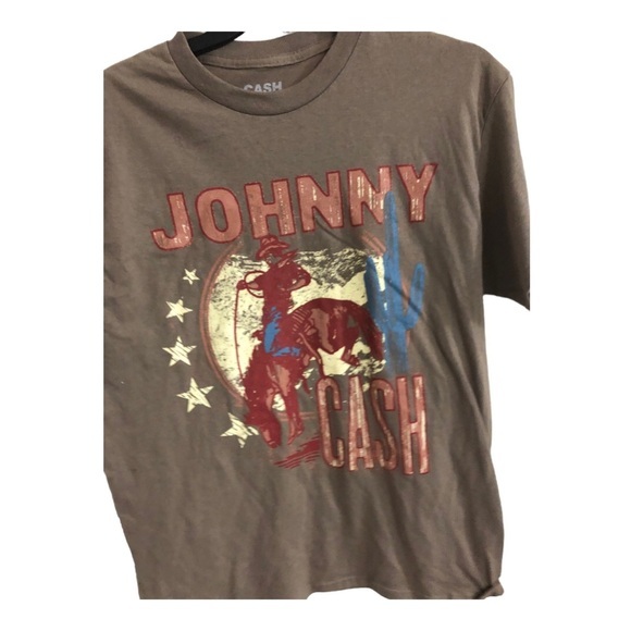 Men’s Brown Johnny‎ Cash graphic print t-shirt size medium new - Picture 1 of 8